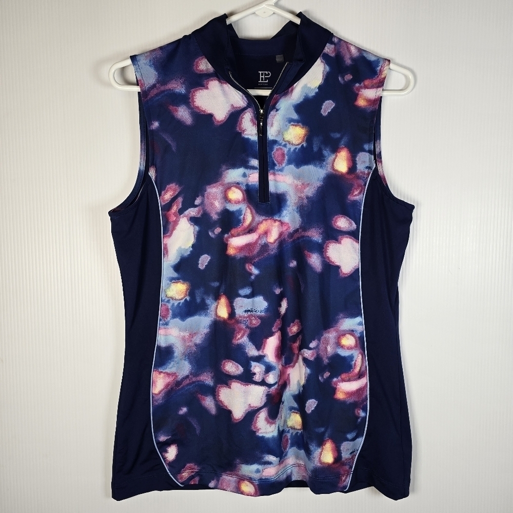 EP Women's Sleeveless Navy and Pink Patterned Women's Golf Top 1/4 Zip Size M